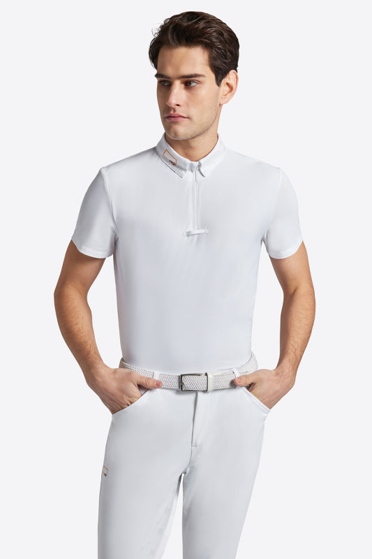 RG Men´s Jersey S/S Competition Zip Polo Vit