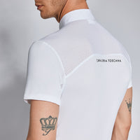 Ct Tech Mens Piquet S/S Competition Button Polo Vit