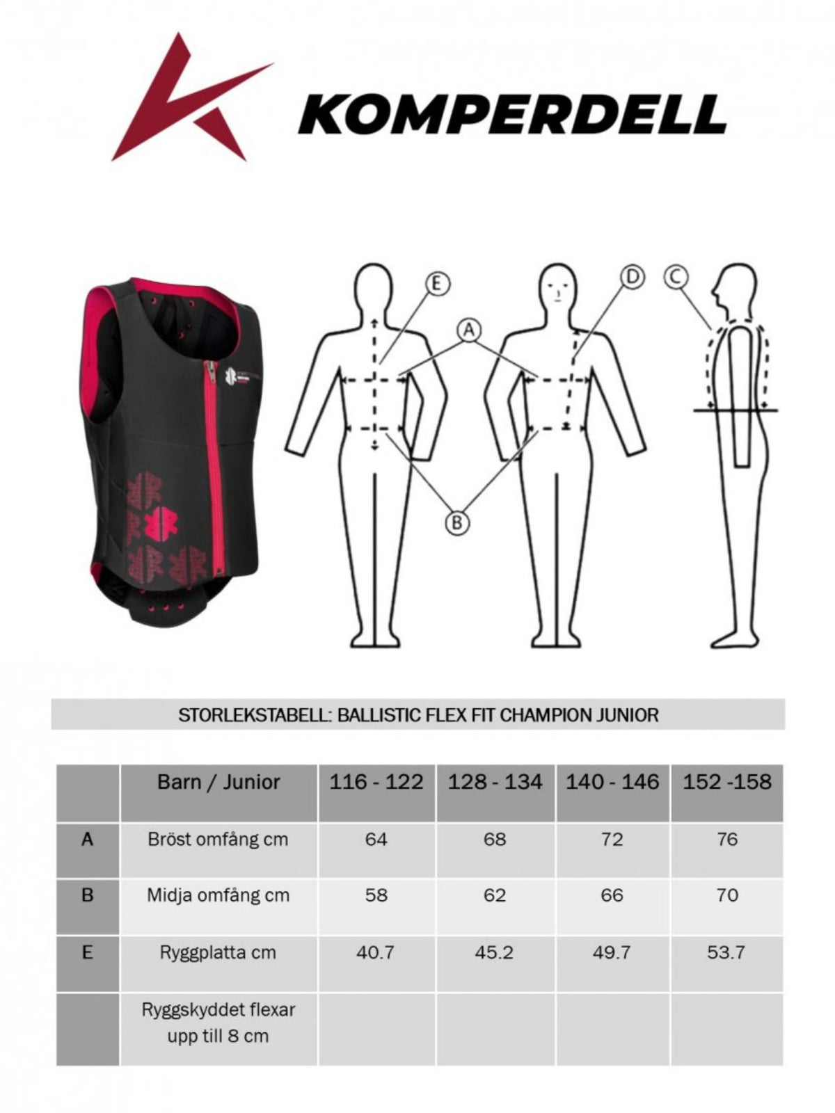 Ryggskydd Ballistic Junior Svart/Rosa