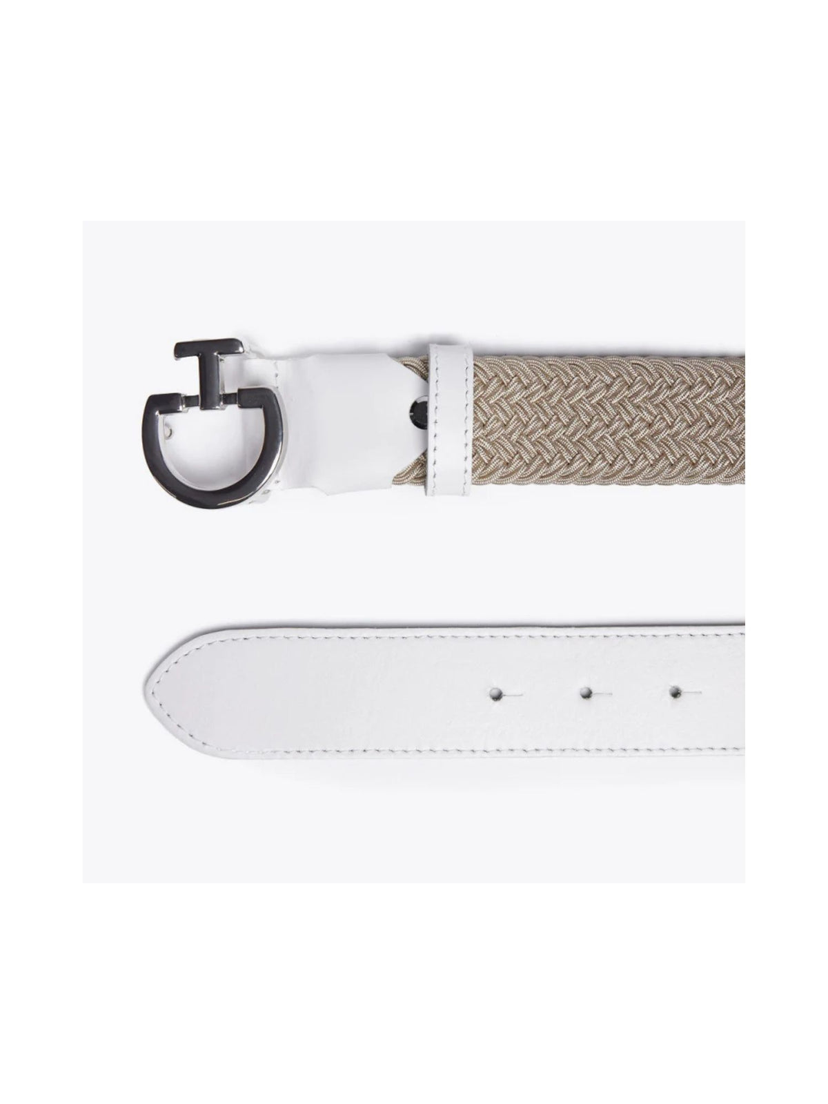 Womens Elastic Belt CT Clasp White/Beige
