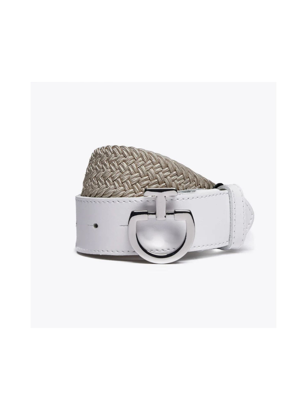 Womens Elastic Belt CT Clasp White/Beige