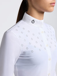CT Girls Jersey Long Sleeve Button Competition Shirt Vit