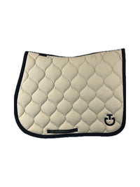 New Circular Quilted Saddle Pad Jumping Beige/Svart