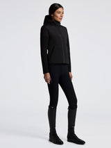 Hybrid Puffer/Tech Knit Hooded Jacket Svart