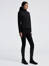 Hybrid Puffer/Tech Knit Hooded Jacket Svart