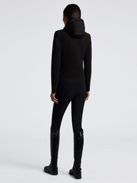 Hybrid Puffer/Tech Knit Hooded Jacket Svart