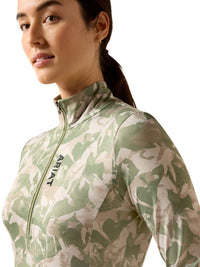 Lunaveil Womens 1/2 Zip Baselayer Olive Coincide Print