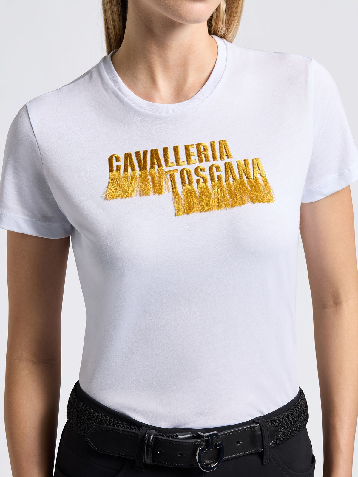 CT Cotton T-Shirt With Embroidery Logo Vit