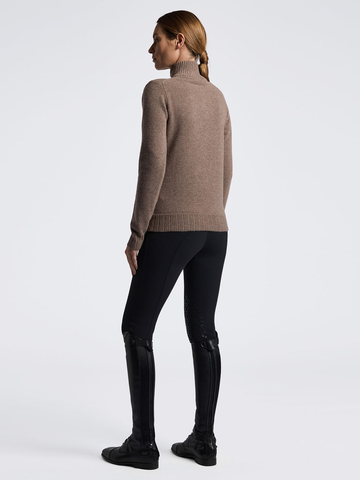Sweater Pure Wool Half Zip Turtleneck Espresso