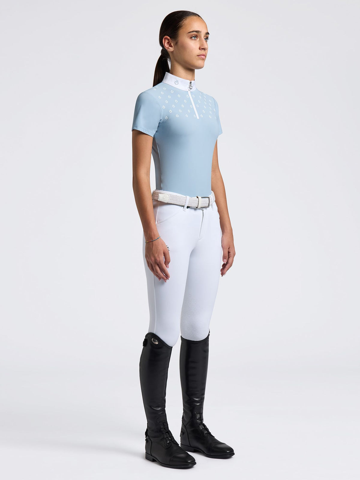 CT Girls Logo Print Short Sleeve Competition Shirt Blue Fog